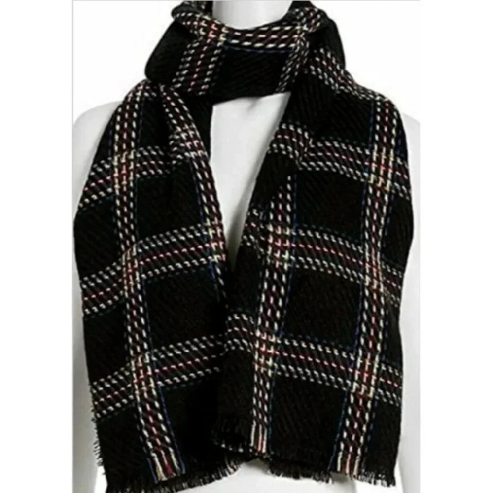 Cejon Heritage Lightweight Women's‎ Black Plaid Woven Scarf Wrap Shawl